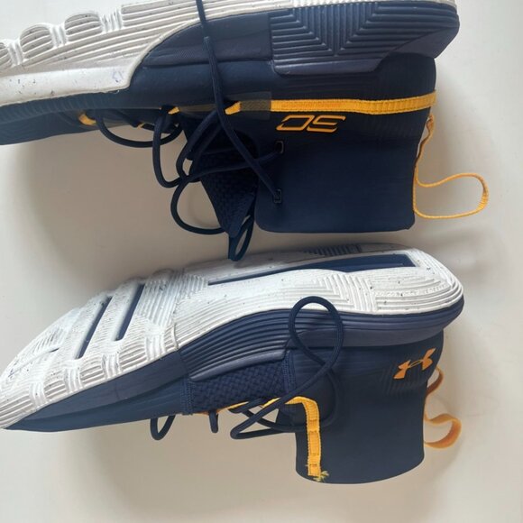 Cal branded Blue and Gold Under Armour Shoes